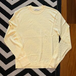 NWOT Renggli Butter Yellow Silk Cashmere Crew Neck Pullover Sweater size Small